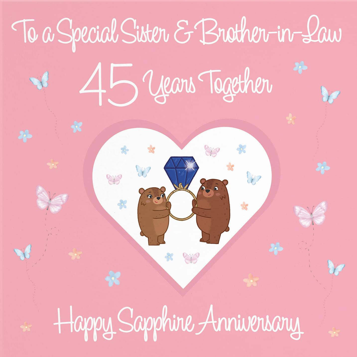 Hunts England, Sister & Brother-in-Law 45th Anniversary Card, 45 Years, Sapphire Anniversary, Romantic Meadows, Fun Card - Image 2