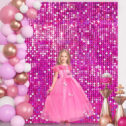 Shimmer Wall Backdrop Iridescent Silver 24PCS Sequin Panel Glitter Backdrop Panels for Home Mermaid Banquet Engagement Bachelorette Party Decor