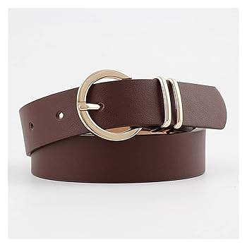 Belt Women's Simple Round Buckle Leather Belt (Size : One Belt Women's Simple Round Buckle Leather Belt (Size : One