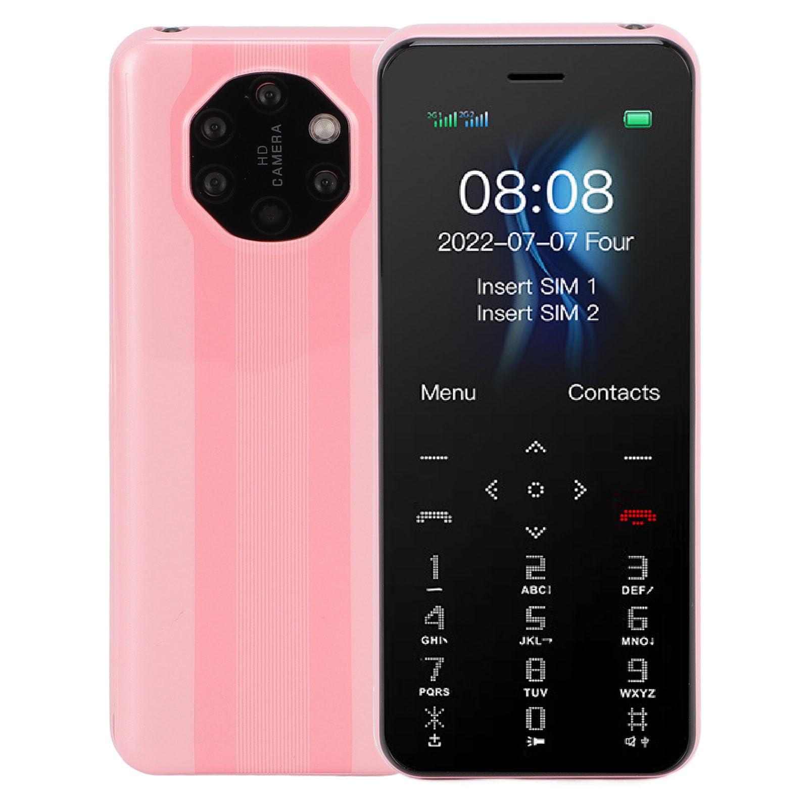 PUSOKEI Teléfono Celular 2G, Teléfono para Personas Mayores Desbloqueado, Pantalla de 1,77 Pulgadas, Doble SIM, Modo de Espera Dual, 1000 MAh, Teléfonos Móviles Pequeños con Linterna LED