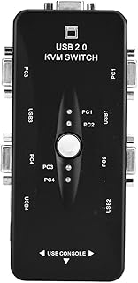 Garsent KVM Switch, USB 2.0 KVM Switcher 2/4 Port VGA Manual KVM Switch Box Adapter for PC Monitor Keyboard Mouse.(4 Ports)