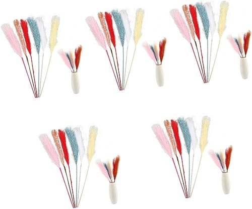 NOLITOY 35 piezas de rosas artificiales simuladas para decoración de cañas de trigo seco, relleno de jarrón, accesorio de varillas de boda,