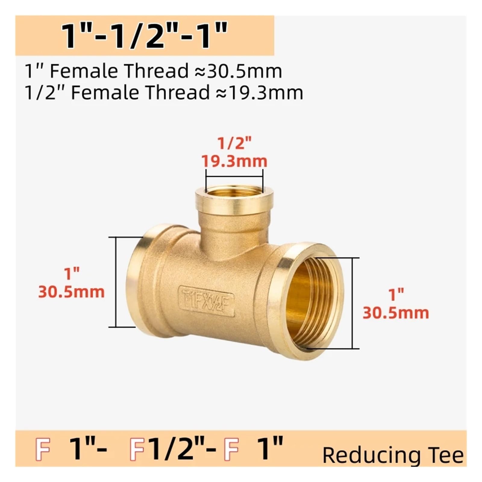 Trójnik redukcyjny gwint męski/żeński 1/2 "3/4" 1 "Adapter złączki rurowe miedziane złącze wody, oleju i gazu nawadnianie ogrodu(F1 - F1I2 - F1)