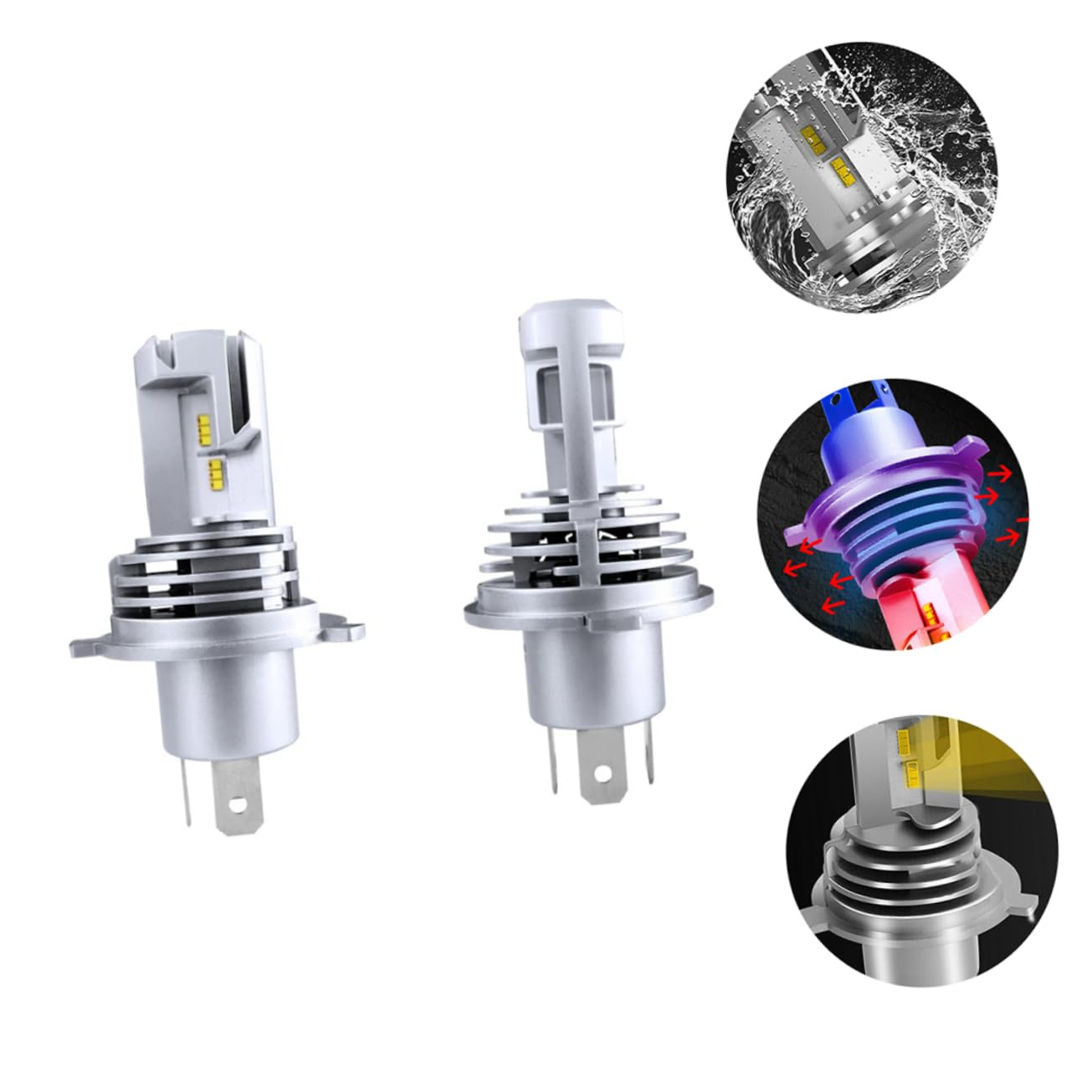 2 Lampadine H4 9003 Led Per Fari Auto 55w 5000lm, Lampadine Per Veicoli a Faro Super Luminoso, Illuminazione Stradale Sicura Circuito Anti-interferenza, Facili Da Installare e Manutenere