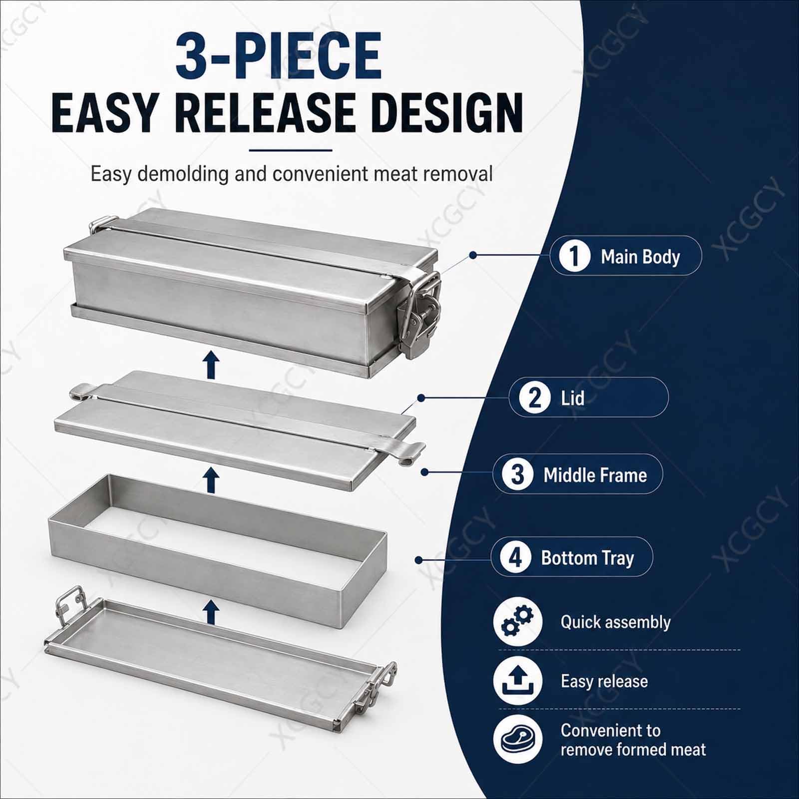 Stampo Rettangolare per Pressare La Carne, Strumento per Pressare La Carne per Prosciutti, Piastra 1,5/2,0mm, Scatola Apribile Inox 304 da 3mm, 201 Stainless Steel 20-10-6/1.5mm