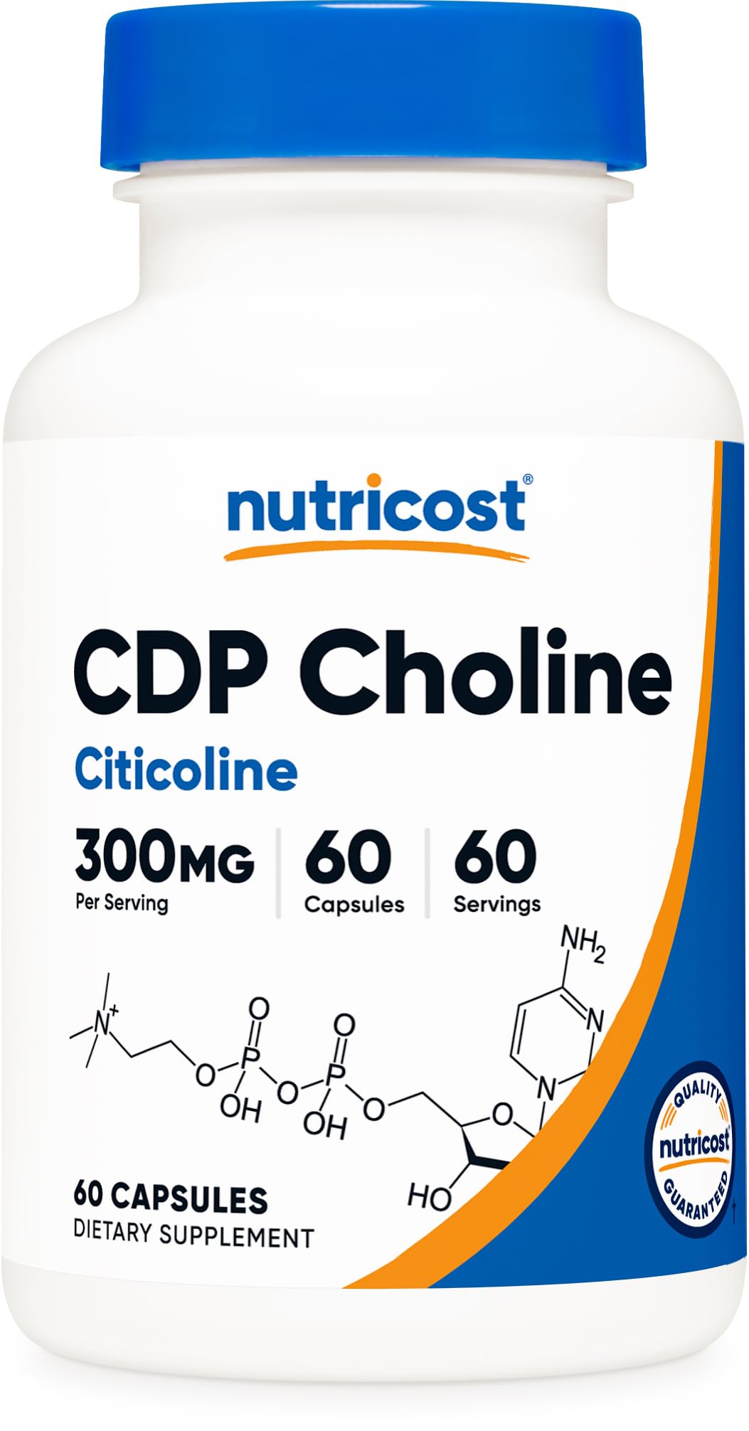 Nutricost CDP Choline (Citicoline) 300mg, 60 Vegetarian Capsules - Non-GMO, Vegetarian Friendly, Gluten Free …