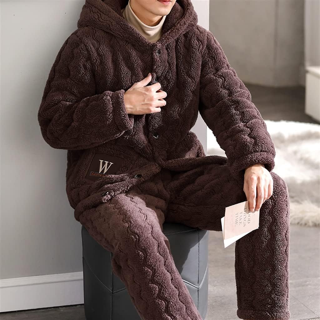 Men's Winter Three-layer Thickened Coral Fleece Plus Velvet Flannel Homewear Autumn and