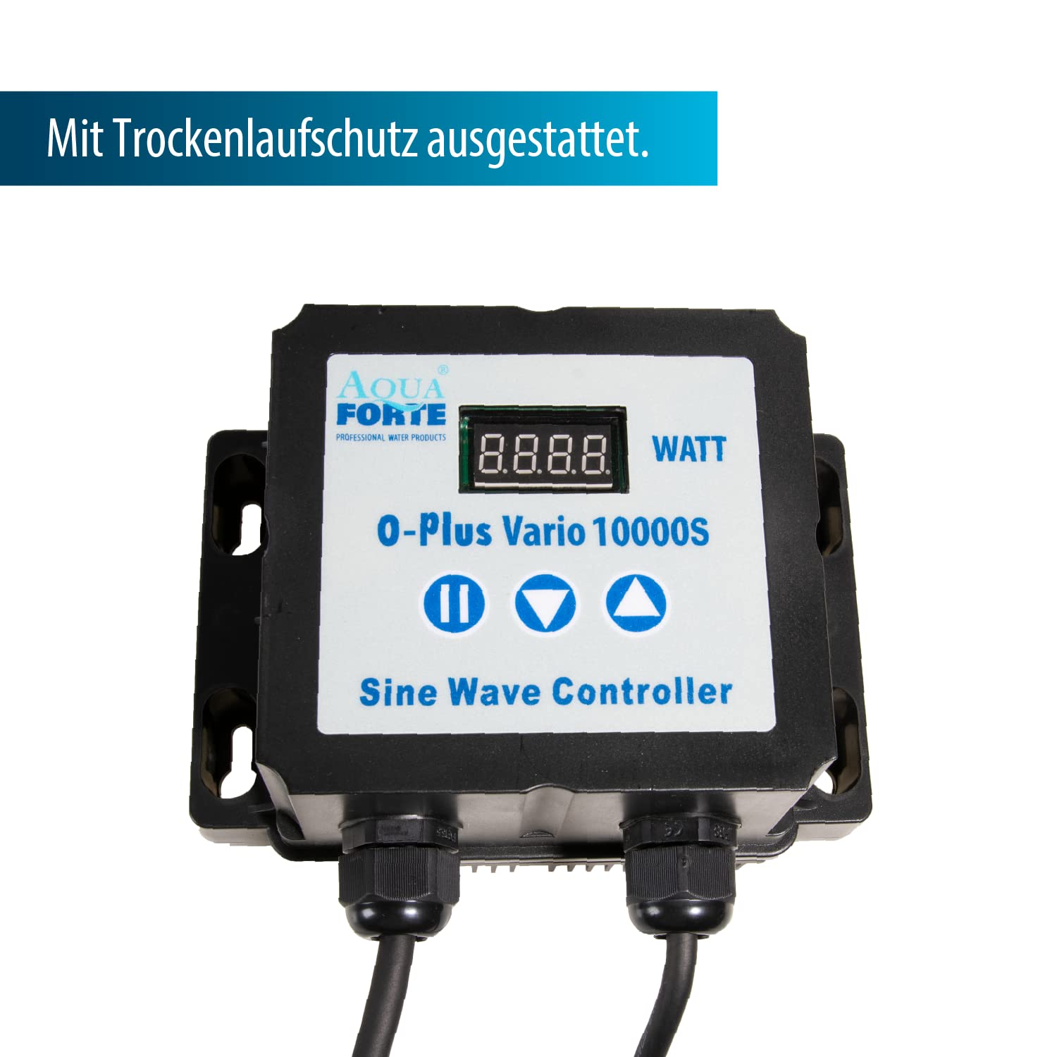 AquaForte O-Plus Vario 10.000 S, mit externer Steuerung, Durchfluss 6 bis 10 m3/ Stunde, Maximale Förderhöhe 5.5 m, 34-85 Watt, Zulauf 1½ zoll + 2 zoll, Ablauf 2 zoll, mit Trockenlaufschutz