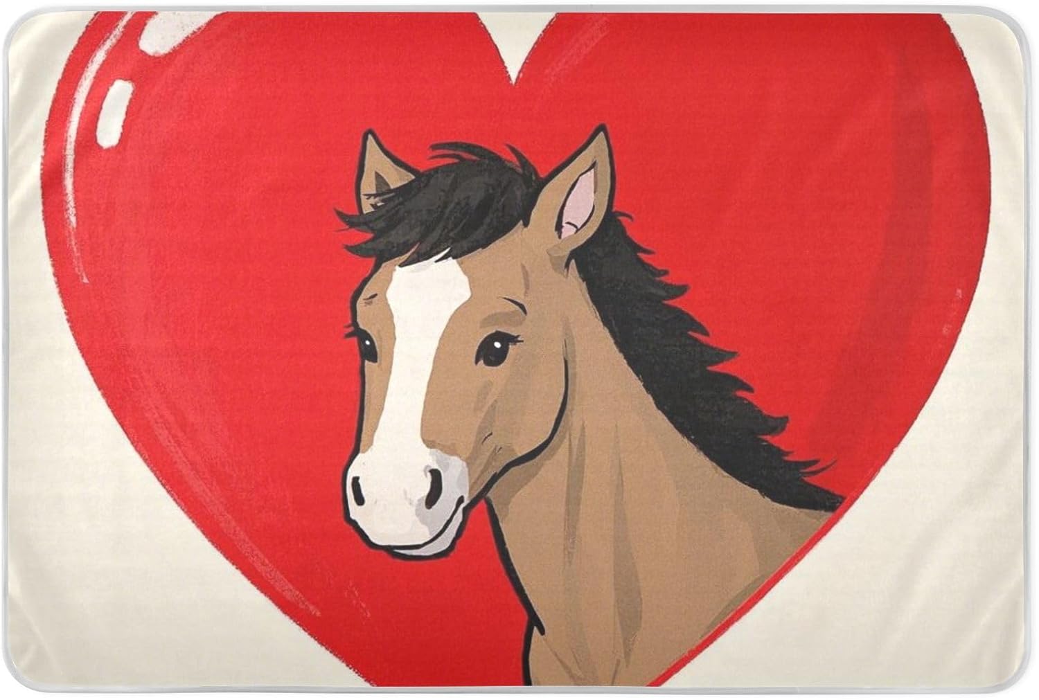Funny Cartoon Heart Animal Horse Extra Large Resuable Bed Underpads Waterproof Washable Potty Training Pads Slip-Resistant Diaper Pads for Baby Boys Girls , 52" L x 34" W