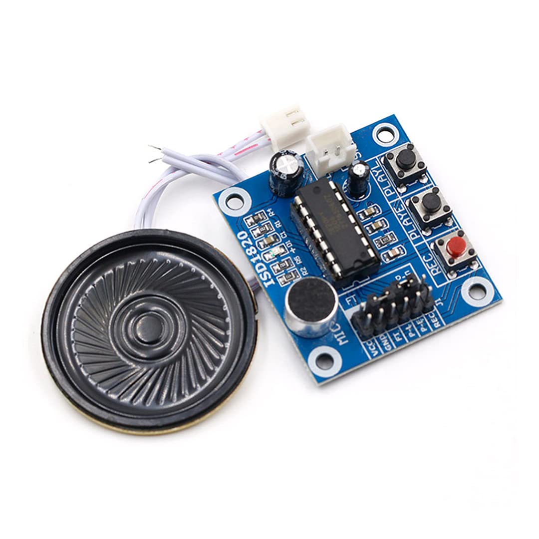 ISD1820 DC3-5V Recording Module Voice Recording Recorder Module Sound Recording Recorder Module Sound Recording Playback Module Microphone Sound Audio Speaker with Recorder 0.5W Loudspeaker Voice