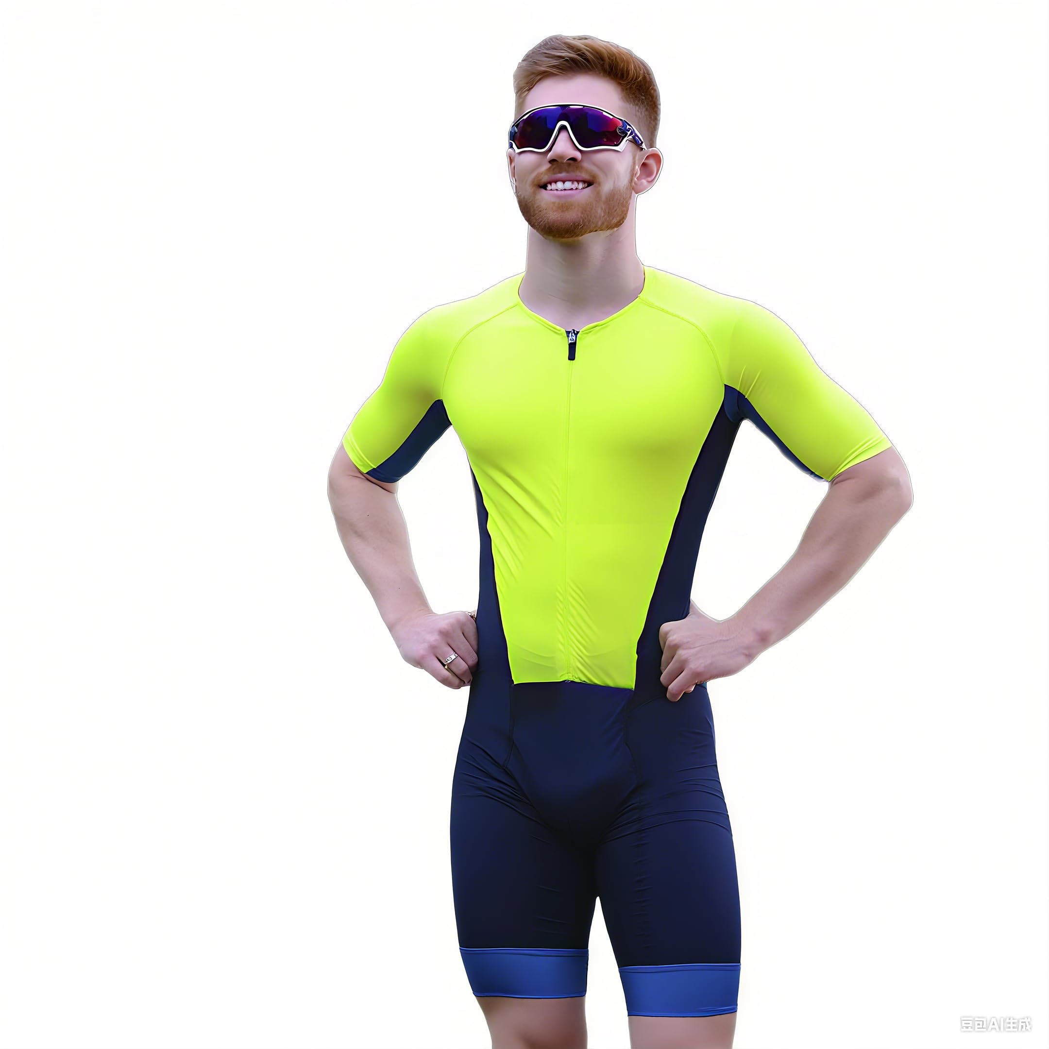 Men's Triathlon Skinsuit - Lightweight Breathable Short Sleeve Full Body Suit Trisuit Triathlon Men XS-3XL