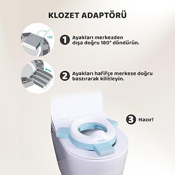 Guqqo Lazımlık, Portatif Katlanabilir Taşınabilir Seyahat Çocuk Tuvaleti, Klozet Adaptörü, Mavi