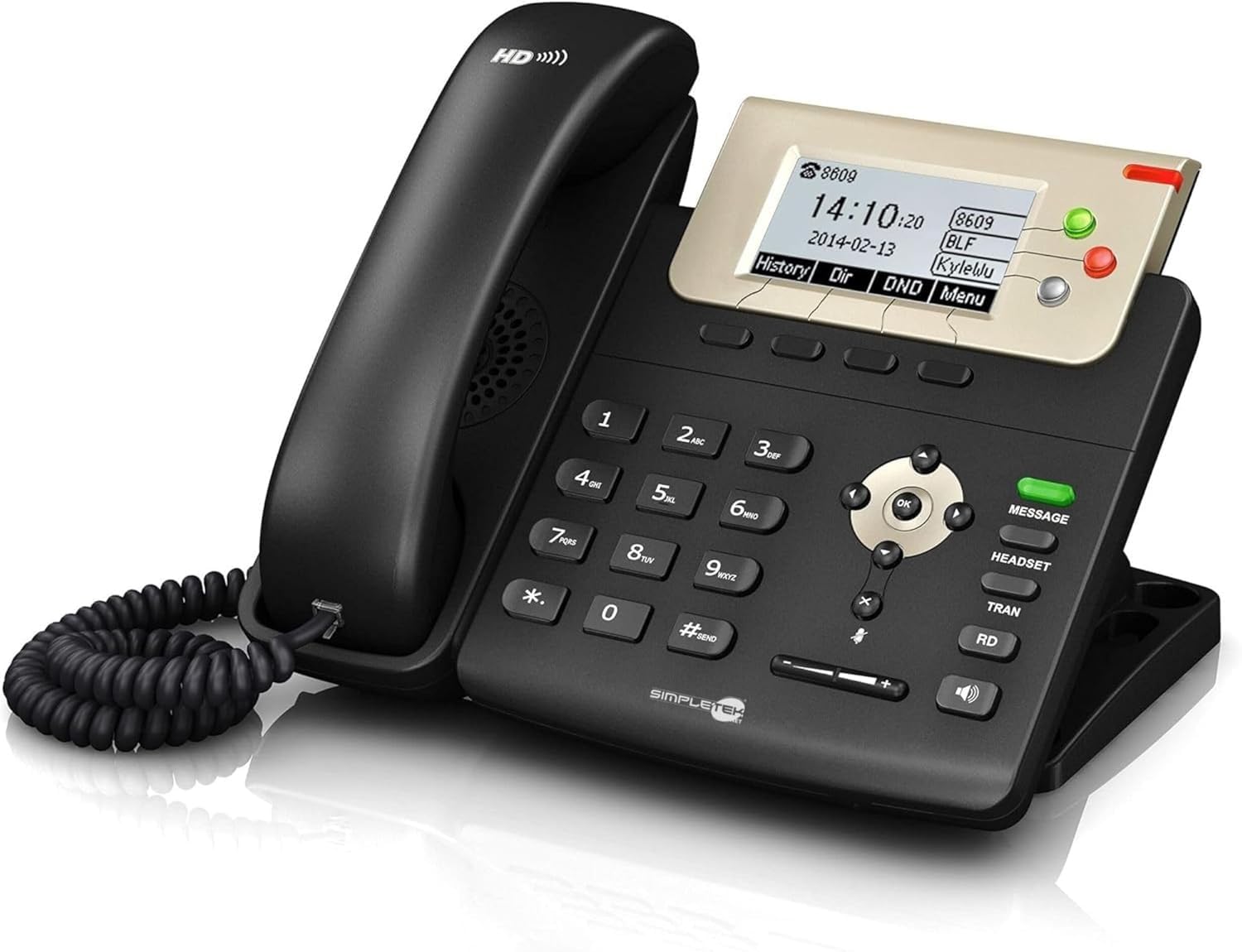 SIMPLETEK - Profesjonalny telefon IP VoIP PoE | 3 konta SIP, Audio HD, 2 x Gigabit Ethernet, podświetlany wyświetlacz