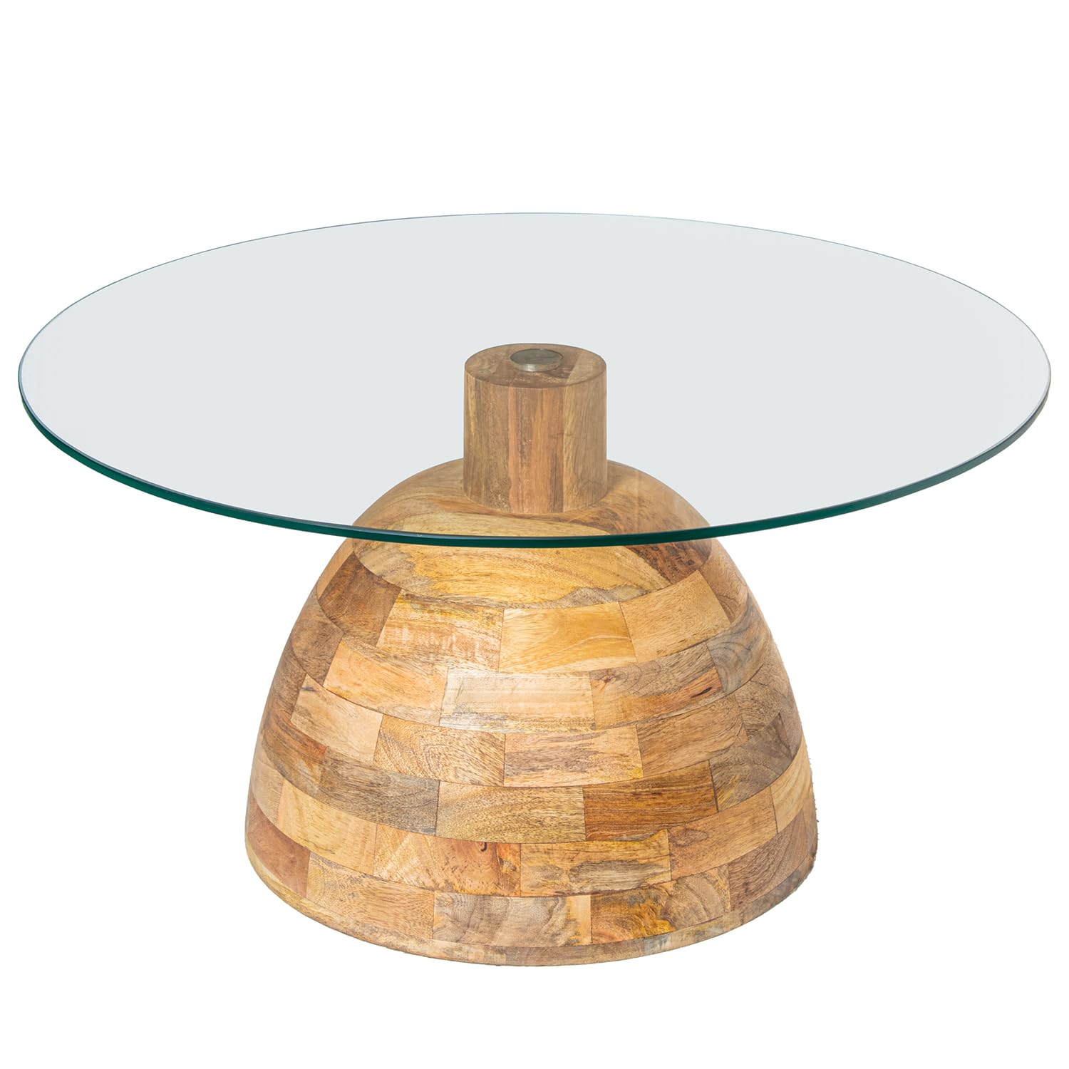 Table basse ø78cm en verre et manguier pour un salon chaleureux et des apéritifs entre amis 92307