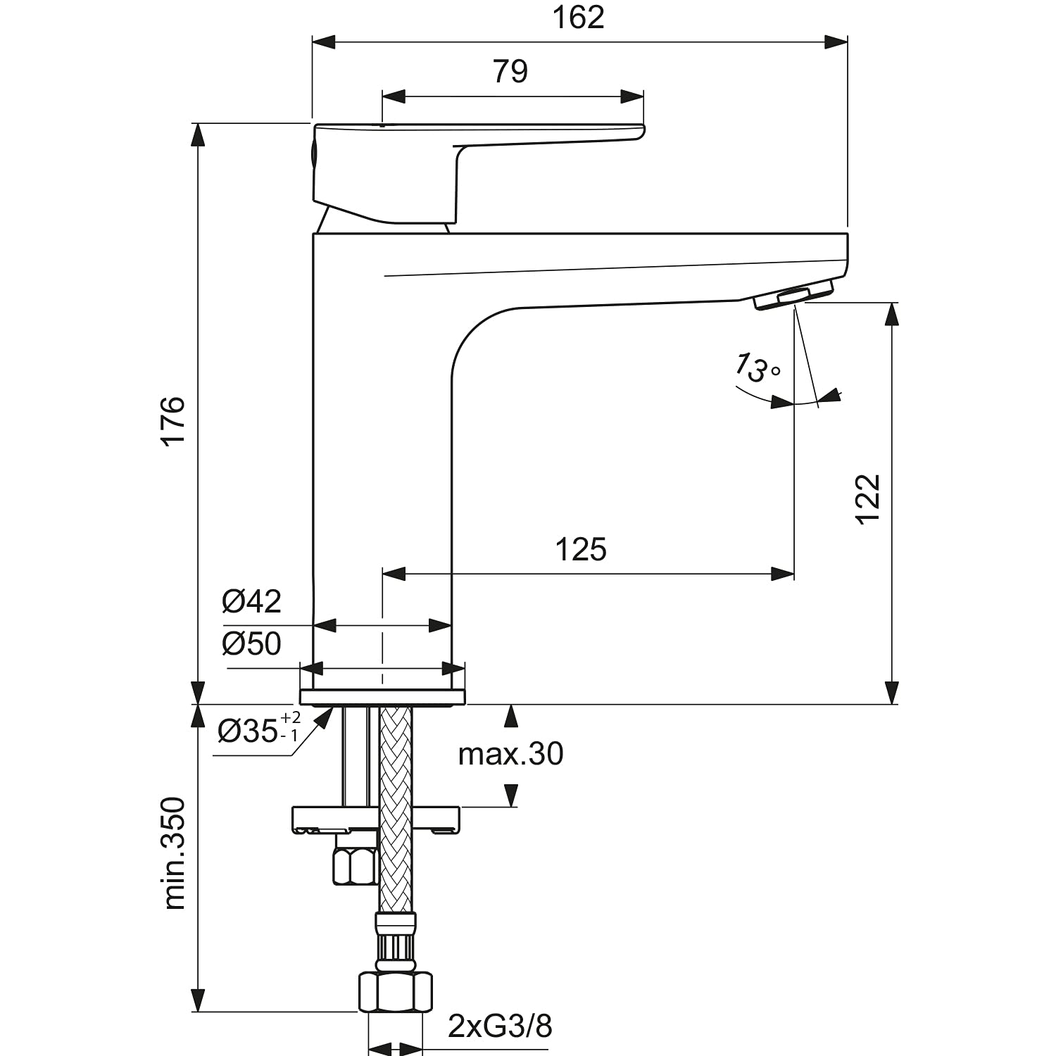 Ideal Standard BC554XG Cerafine O Waschtischarmatur ohne Ablaufgarnitur