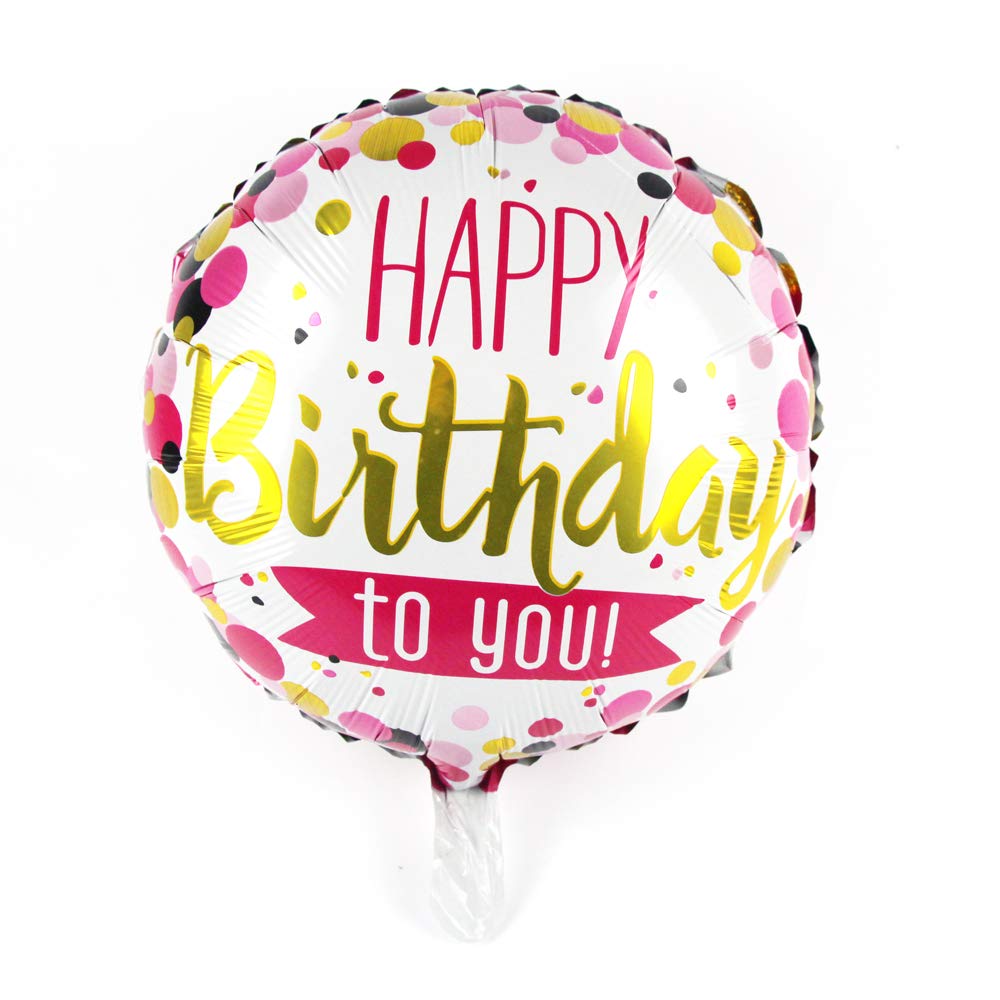 The Party Popper Pink And Golden Dot"Happy Birthday To You" Foil Balloon