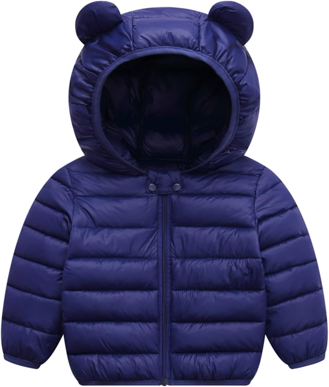 XMWEALTHYBaby Boys Girls Winter Coats Toddler Light Puffer Down Jacket Infant Kids Bear Hoods Padded Outwear Drak Blue 2T