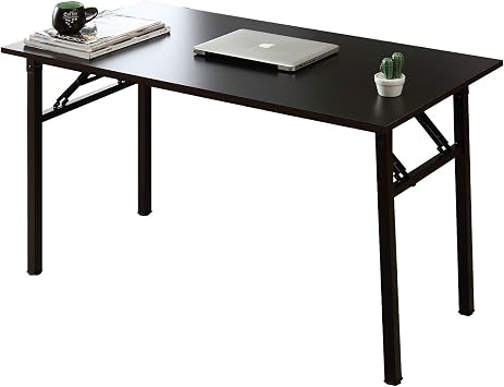 sogesfurniture Folding Table Office Study Writing Desk Workstation Dining Table, No Install Needed, 100x60x75cm, Black BHEU-LP-AC5BB-100