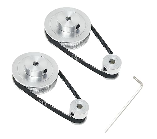 Miniatura 46 de Juego de 2 poleas de sincronización de aluminio 2GT de 20 y 40 dientes, rueda síncrona de 0.197 in de diámetro con 2 correas de longitud de 7.874 in