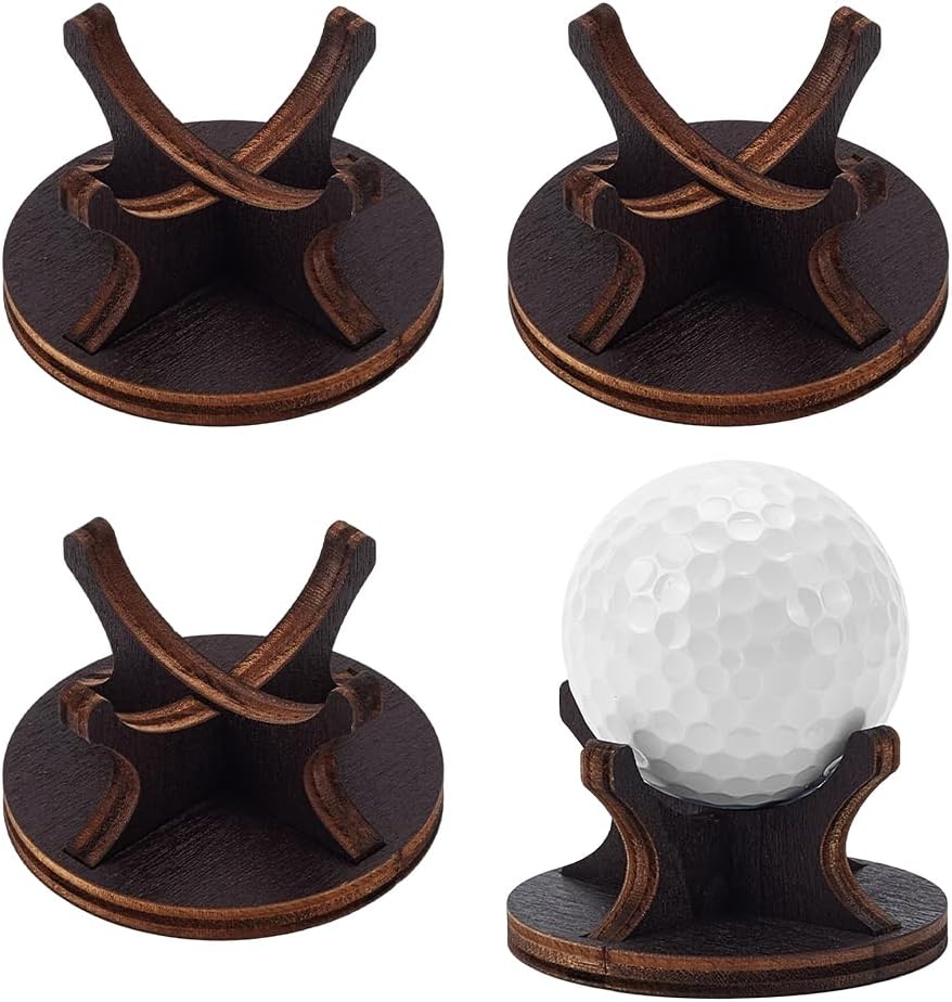 NBEADS 4 Pcs Wooden Golf Display Stands, 2.17x1.14Inch Coconut Brown Ball Display Holder Versatile Display Holder Set for Golf Balls Baseballs Sports Collectibles and Home Decor