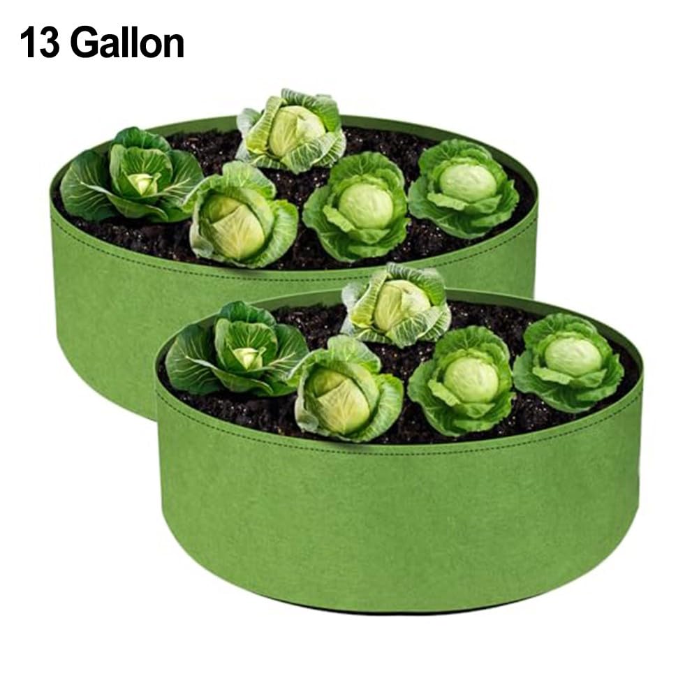 EasyByMall Lot de 2 grands sacs de plantation en tissu non tissé réutilisables avec poignées pour herbes, légumes, fleurs, jardin peu encombrant pour terrasse, balcon, cour, vert