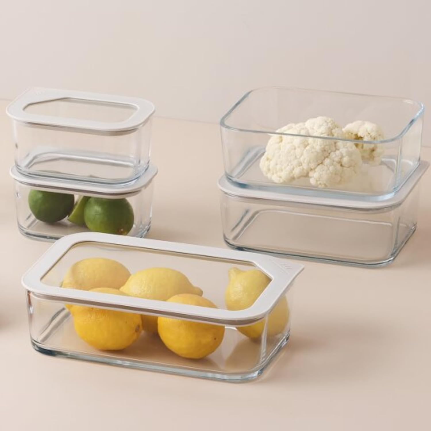 Neoflam 2 Set FIKA One Borosilicate Glass Food Container with Lid, Microwave, Oven, Dishwasher, Freezer Safe, Stylish Home Deco, Modern Kitchen Storages, Refrigerator Canisters (54oz, 1600ml, 1.69qt)