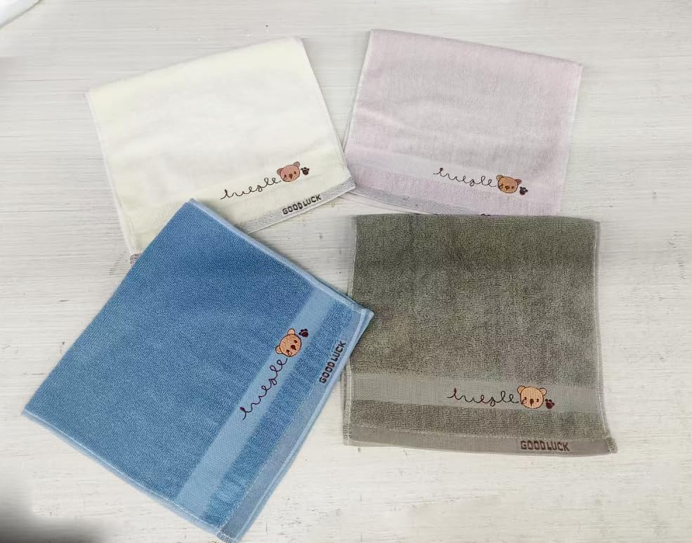 Cotton Baby Face Towels, Kids Hand Towel Set of 4, 10x20 inches, Bunny Design, Multiple Colors, Super Absorbent, Cuddly Soft Bath Time Bliss! Quick Dry, and Adorable Designs for Bath time Fun!