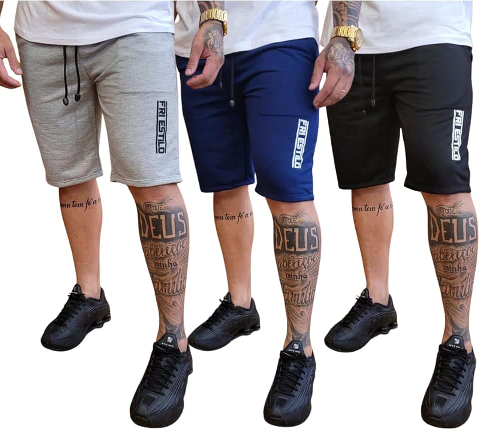 Kit 3 Bermudas Masculinas de Moletom para Treino e Academia Confortáveis