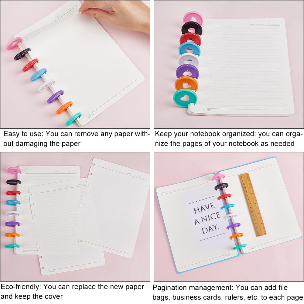 CRASPIRE 60 pz 35mm Dischi per Rilegatura di Libri 10 Colori Dischi per Rilegatura Rotondi Trasparenti in Plastica Dischi per Rilegatura A Fungo Dischi di Espansione con Foro A Fungo Cerchio