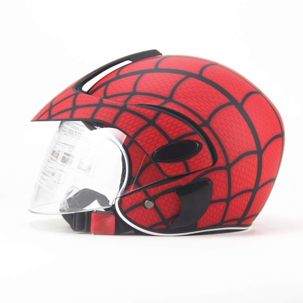 Casco de motocross para niños, casco de motocicleta para niños, niños y niñas, bicicleta, scooter, deportes al aire libre, visor de sol, regalo, por 3-10 años, 48 ​​~ 52 cm, brillante web,Rojo