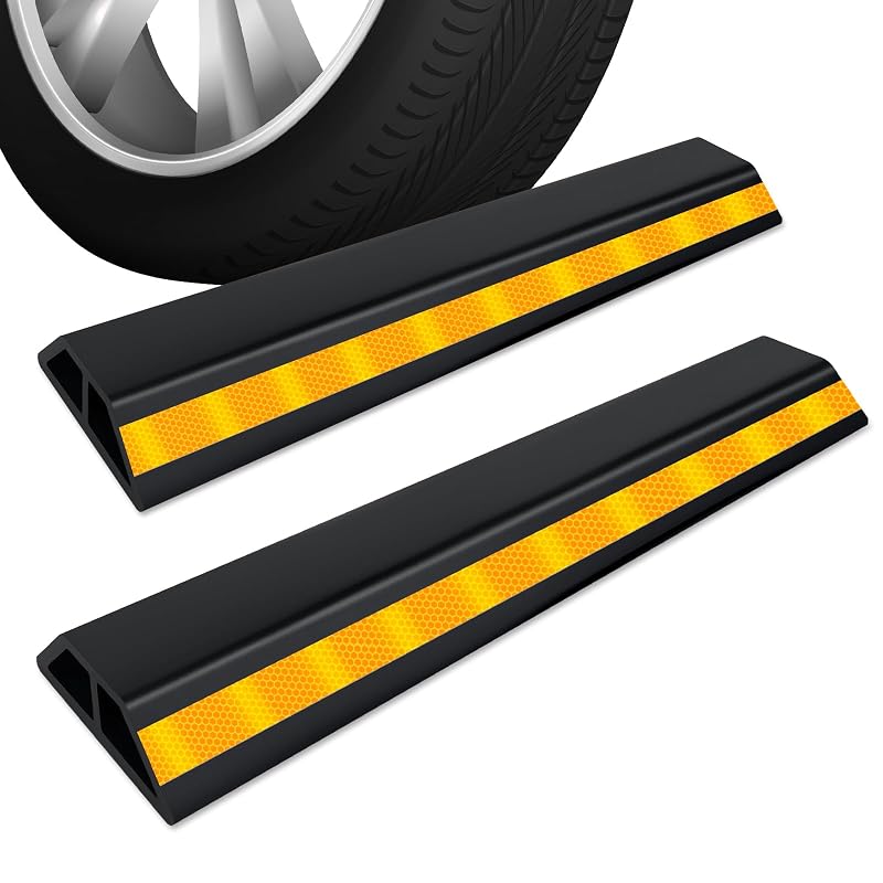 HOXWELL Guia de Estacionamento para Garagem com Faixas Amarelas, 45,7 cm, Instalação Autoadesiva, Pacote com 2