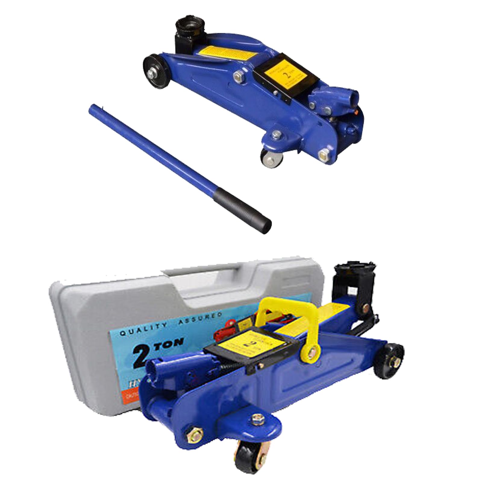 Carrito hidráulico Jack 2 Tons Heavy Duty Suelo Jack Elevador de 135 mm - 320 mm para coche, caravana, furgoneta, perfil bajo, Jack con maletín de transporte