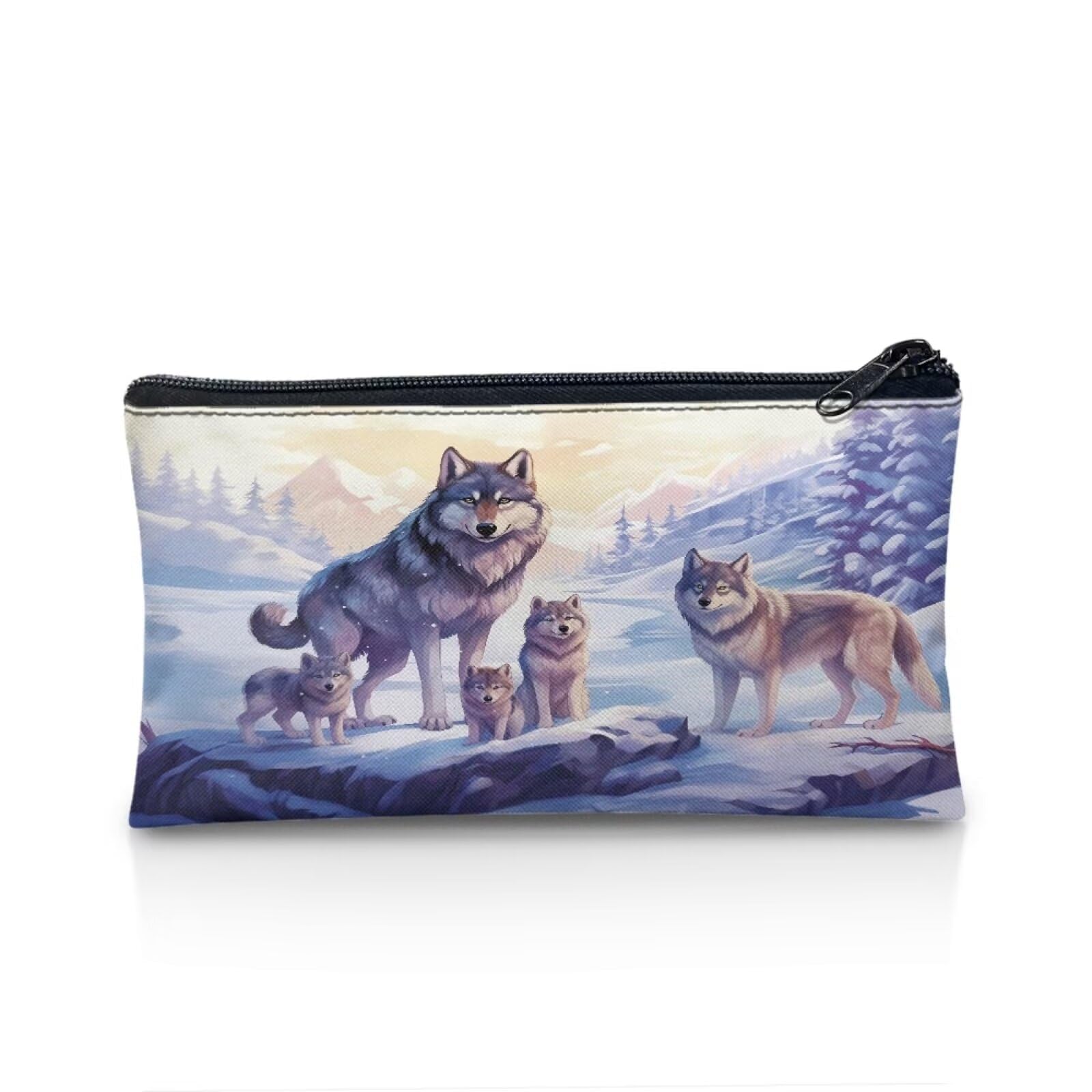 UOIMAG Wolf Pencil Case Kids School Stationery Pencil Bag Zipper Pencil Pouch for Office Travel