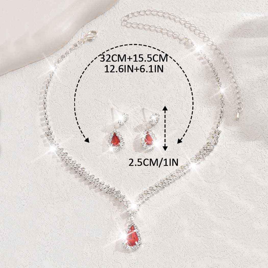 Unicra Rhinestone Bridal Wedding Jewelry Set Silver Crystal Necklace Earrings Sets Formal Costume Jewelry for Women and Brides - Image 6