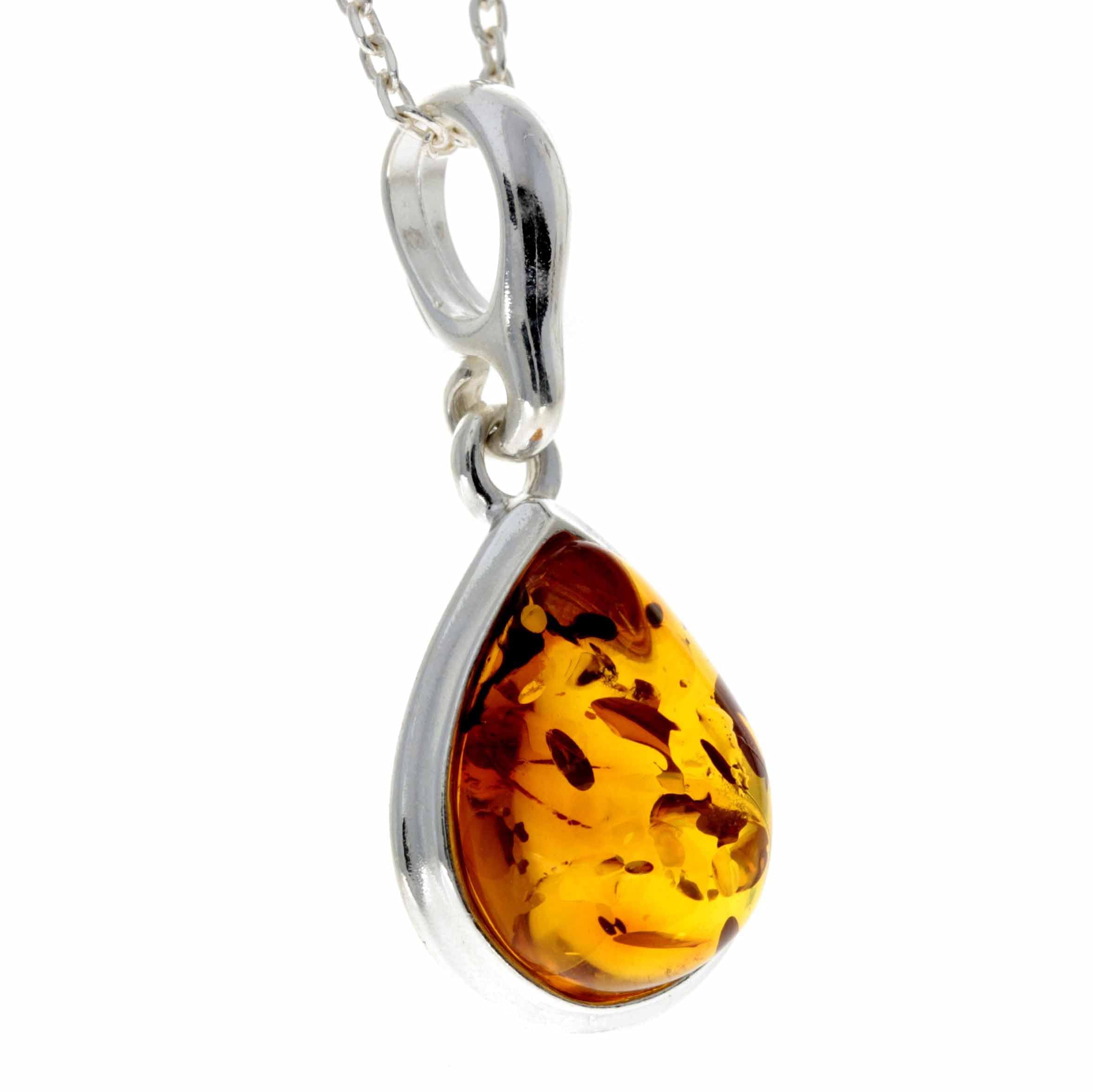 SilverAmber Jewellery Colgante clásico de lágrima de ámbar báltico y plata de ley auténtica sin cadena 435