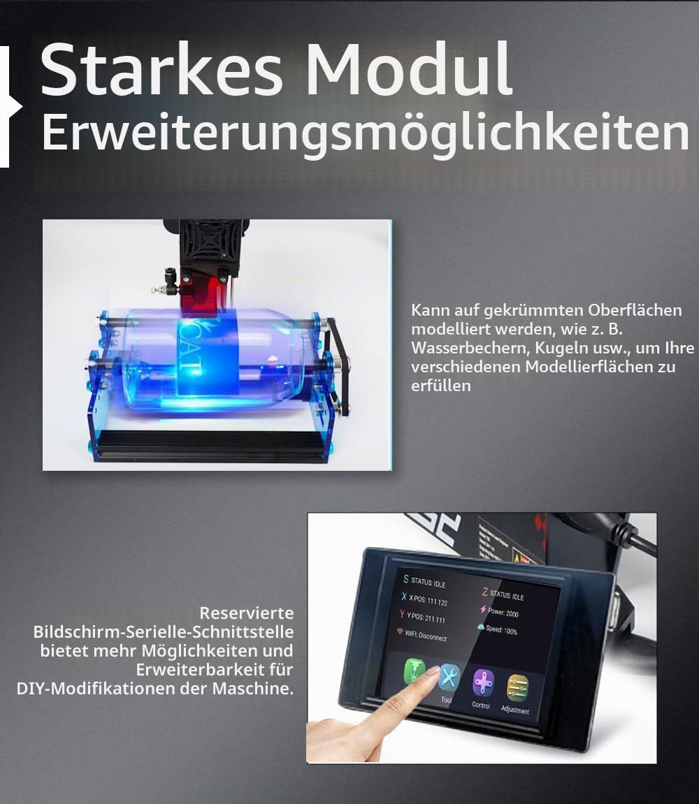 Twotrees TS2 Lasergravur maschine 10W, Laser Graviermaschine 0,08 mm Gravurgenauigkeit, Gravurgeschwindigkeit 10000 mm/min, 32 Bit Motherboard, Flammenalarm, Autofokus, 450 x 450 mm