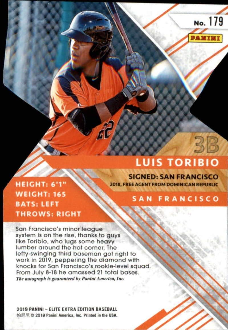 2019 Elite Extra Edition EEE Autograph Status Die-Cut Tie-Dye #179 Luis Toribio Auto SER10 San Francisco Giants Official Collegiate Licensed Panini Baseball Trading Card