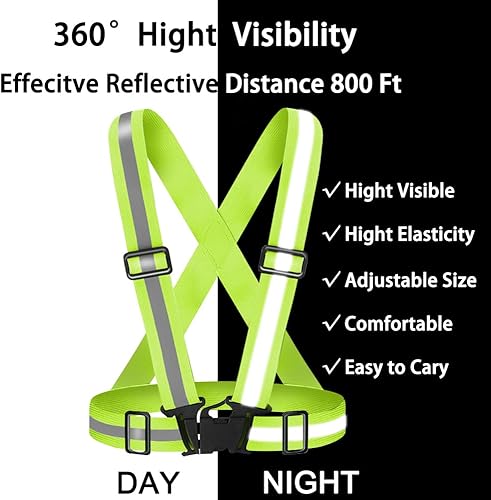 Miniatura 2 de Chaleco reflectante de alta visibilidad, chaleco de seguridad para correr, equipo reflectante, ajustable, para caminar, trotar, senderismo, ciclismo