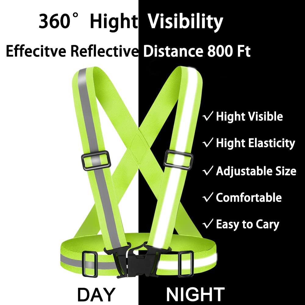 Chaleco reflectante para correr para mujer caminando por la noche, paquete de 2 chalecos de seguridad para correr con correa reflectante de visibilidad de 360°