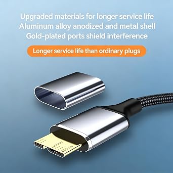 USB 3.0 Micro-B to USB-C Cable External Hard Drive Cable for SSD HDD Camera