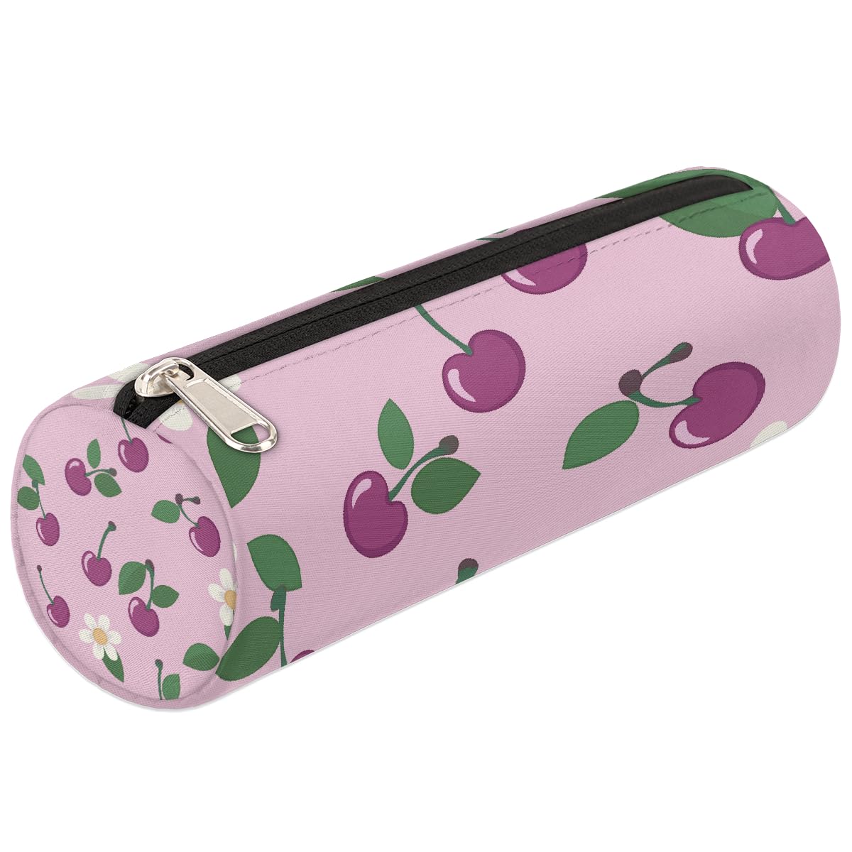 VQUVQV Kids Pencil Case for Girls Boys Kids, Cherries and Flower Desk Stationery Organiser Pencil Pouch, Portable Small Pen Case for School Office Supplies — image 1