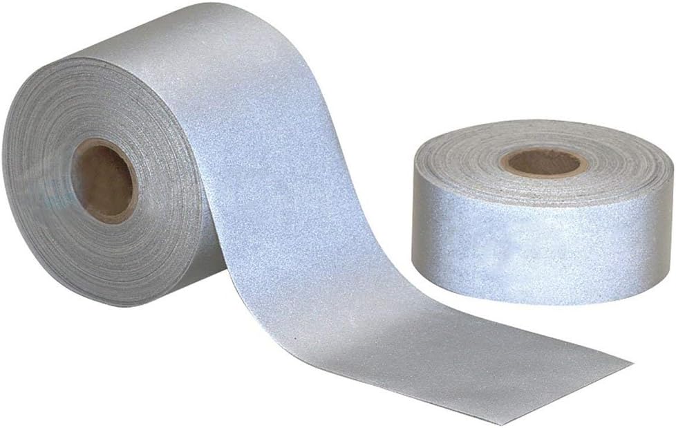 Safety Signs Sew On DIY Reflective Fabric Tape DIY Reflective Tape Silver Light Weight Silver Reflective Fabric (1Inch x 3Yard)
