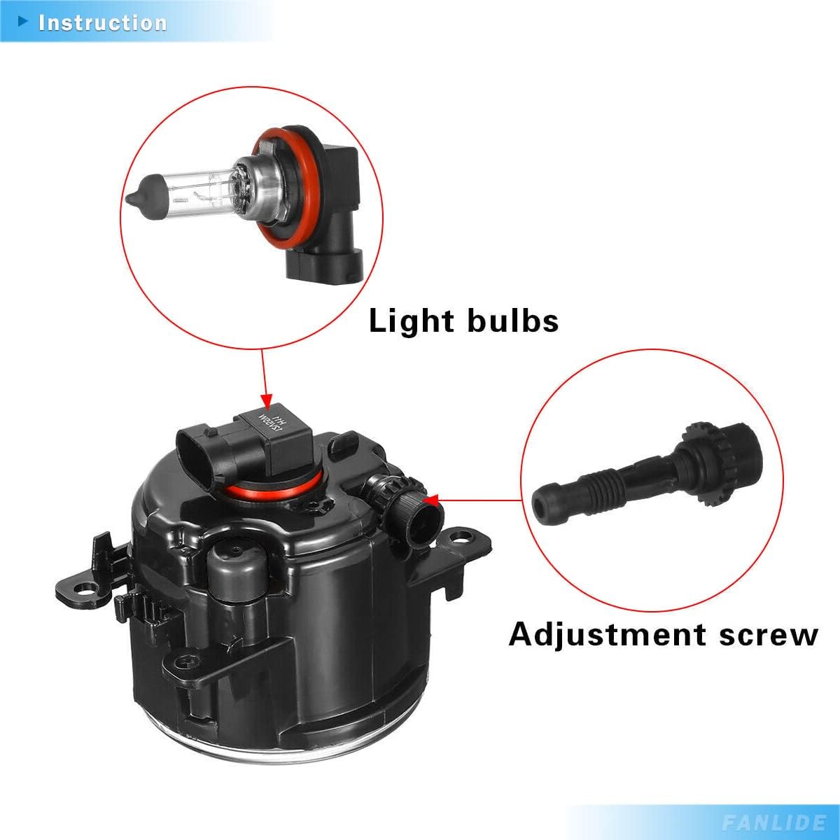 FANLIDE Fog Lights Assembly Front fit for Ford Explorer Fusion Focus and Lincoln and Honda CR-V Pilot and Nissan Subaru Acura, Replace# 4F9Z15200AA 33900-T0A-A01