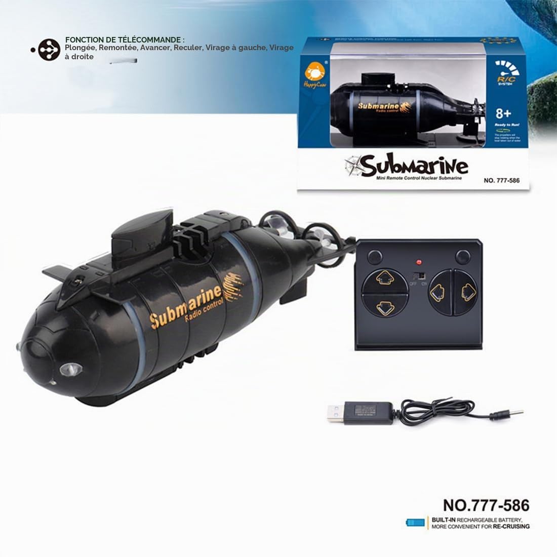 Mini sous-marin RC pour adultes, télécommande 6K, sous-marin, étanche, véhicule de plongée, pour piscines, baignoires, parcs aquatiques, cadeaux d'été