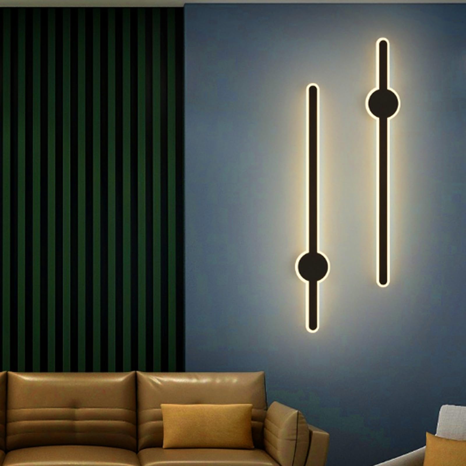 HCZKIUJY LED Wall Sconces, 3-Color Adjustable Wall Lights (Black Warm Light-40cm)