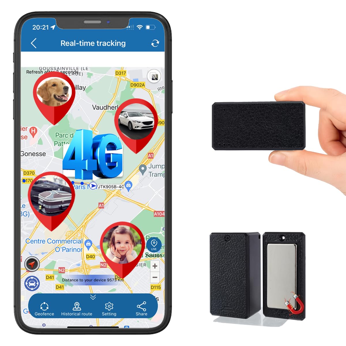 Winnes 4G TK901 Micro GPS Mini Localizzatore GPS Spia Tracker Forte Magnetico Monitoraggio Globale APP Senza Abbonamento in Tempo Reale e Protezione Antifurto per Auto/Valigia/Bambini/Anziani