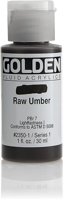 GOLDEN Raw Umber Fluid Acrylic, Multicolour, 30 ml (Pack of 1)