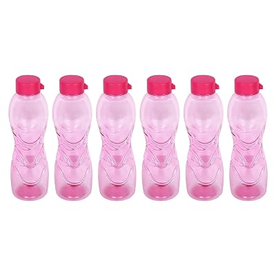 PEARLPET Trinity BPA-Free Plastic Water Bottle Set |Lightweight, Leak-Proof & Freezer Safe – Pack of 6 (1000ml Each), Pink