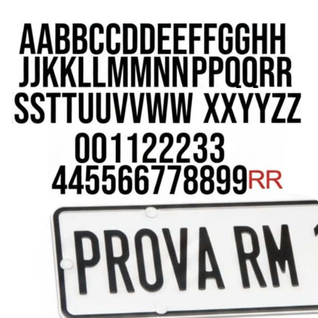 Generico Adesivi per Targa Ripetitrice,x2, Numeri e Lettere,Vinile Polimerico, Carelli,Rimorchi, Roulotte, targhe Auto,Replicabile,Adesivi Industriali, Indistruttibili, Non comprese O e I