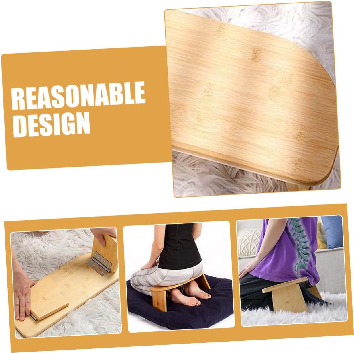 SUPVOX Bench Folding Non-Skid Stool Portable Lightweight Zen Stool and Mindfulness Practice